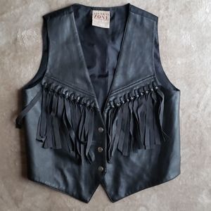 Vintage Neutral Zone Leather Fringe Vest
